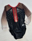 Gk Elite Competition Leotard Gymnastics Black Rec Rhinestone Bling Mesh Size  Cs