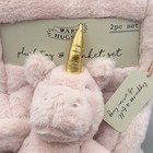 Warm Hugs Pale Pink Unicorn Plush Toy And Blanket 2pc Set 30x36 Nursery Mythical