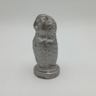 Vintage Owl Figurine Paperweight Pewter Cast Metal Statue 70 s 