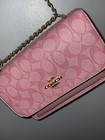 Coach Pink Signature Logo Small Crossbody Gold Chain Strap Magnetic Dust Bag