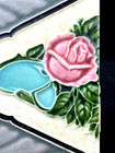 Antique Victorian Art Nouveau Era Ceramic Majolica Art Tile Rose Geometric