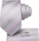 Mens Paisley Striped Tie Woven Necktie For Men And Handkerchief Cufflinks Set