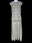 Pissaro Nights Dress Womens Sz 12 Gray Formal All Over Sequin Beaded Wedding
