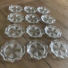 Vtg Set 12 Cut Glass Coasters Drink Barware Art Deco Starburst Reims France