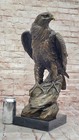 Barye Solid Cast Bronze Eagle Statue Sculpture Marble Base Signed Home Decor Art
