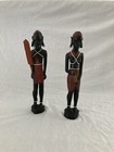 2 Vintage Hand Carved Wood African Tribal Man   Woman 8    Figurines Rosewood