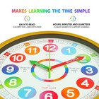 12 Inch Kids Learning Clock - Silent  Non-ticking  Teaches Analog Time - Idea   