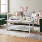 Country Cottage 42-inch Farmhouse Coffee Table With Storage Shelf And White A   