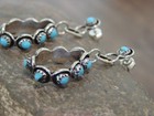 Native American Sterling Silver   Turquoise Post Dangle Earrings - Lonasee