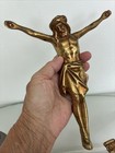 Antique Vintage Ornate Gold Brass Bronze Jesus Crucifix Figure Figurine