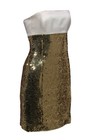 Escada - Vintage Gold Sequined Strapless Mini Dress Sz S