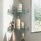 Glass Shower Shelves  2 Tier Tempered Glass Corner Shelf Shower Organizer Wit   