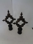 Pair Vintage Cast Iron Gothic Finials Black Gilt