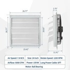 24 In Shutter Exhaust Fan Wall Mounted 5000 Cfm Shop Vent Louver Fan Automatic