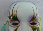 Vintage Ceramic Mardi Gras 4 Inch Mask Painted With Ribbons Wall Hanging