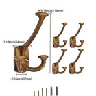 5 Pcs Large Antique Brass Heavy Duty Doublesided Three Prong Wall Coat Hook
