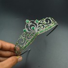 Solid 925 Sterling Silver emerald  pave Diamond Tiara Jewelry tiara Hair Jewelry