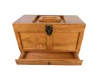 Wooden Sewing   Storage Box Chest Only W  Drawer Removable Tray Handle 16x8x10 