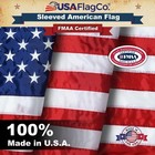 3x5 Sleeved American Flag - Embroidered Stars   Sewn Stripes - Made In The Us   