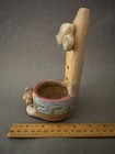 Fired Clay Effigy Pipe Flute Whistle Pre-columbian Mayan Azten Folk Art Replica