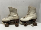 Vintage Chicago Roller Skates White Leather Size 6 Pat  1914