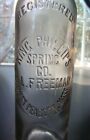 Antique 1890 s King Phillips Spring Co  -west Peabody  Mass  Spring Water Bottle