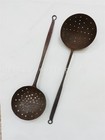 Lot Early 1800s Antique Wrought Iron Ladle Strainer Set Hearth Blacksmith Forged