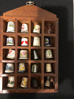 Thimble Collection Wood Display Case - 20 Various Thimbles Included  10 Inch 