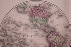 Antique 1866 Map East   West Hemispheres Of The World By A  J  Johnson 18x26