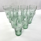Lot Of 10 Vintage Green Dimple Glass Coca Cola Coke Drinking Glasses 6   Tall