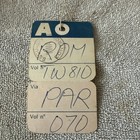 Air France Vintage Luggage Tag    Boarding  Pass Rome Tw810 To Parris 070 1971