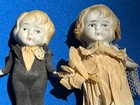 Antique 1920s Bisque Bride Groom Wedding Cake Topper Crepe Paper Clothes Kitch