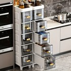 5 Tier Slim Narrow Storage Cabinet Drawer Bathroom Bedroom Organizer Gap Shelf