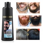 Men 2 In1 Beard   Mustache Natural Hair Color Shampoo Permanent Black Dye 200ml