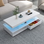 Led Coffee Table With 2 Drawers   Display Shelves Modern High Gloss Center Table