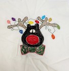Vintage Needlepoint Punch Reindeer Christmas Lights 2 Frame  Pillow  On Jacket