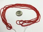 Antique vintage Micro Seed Beads- 14-16 0 Warm Rich Opaque Tomato Red -5g Hanks