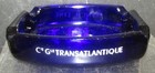 Cgt French Line Steamship Ocean Liner Cobalt Blue Glass Ashtray