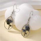 Dried Flower Pressed Resin Forget Me Not Drop Earrings 925 Sterling Silver