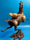 Vintage Chinese Brass Inlaid Soapstone Flying Gansu Horse Figurine Statue Rare