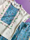 Vintage 4t 5 Healthtex Set 70s Top Bell Bottom Pants Girls Names Floral Vguc 
