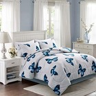 Lightweight Microfiber 3 Piece Comforter Set With 2 Shams  Butterfly King Blue