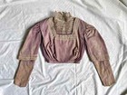 1900s Antique Victorian Edwardian Purple Cotton Lace Long Sleeve Blouse Xs s