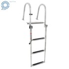 3 Step Stainless Steel Folding Ladders W  Extra Wide Step Marine Pontoon Boat