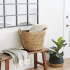 Large And Wide Seagrass Woven Wicker Storage Basket With Ring Handles  Natural