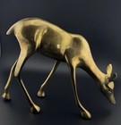 Brass Deer Figurine Statue Vintage Large  10    Long 8    Tall At Hip  Heavy