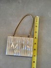 Vintage Brass Two-sided Cigarette Makeup Compact Wristlet 1950s Mother Of Pearl