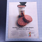 1972 Gaines Burgers Vintage Dog Food Print Ad 1970s Magazine Advertisement