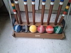 Vintage Forster Croquet Set   Wheeled Stand 6 Player 
