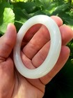 Hetian Hotan White Muton Fat Jade Nephrite Bangle Bracelet 52mm  980